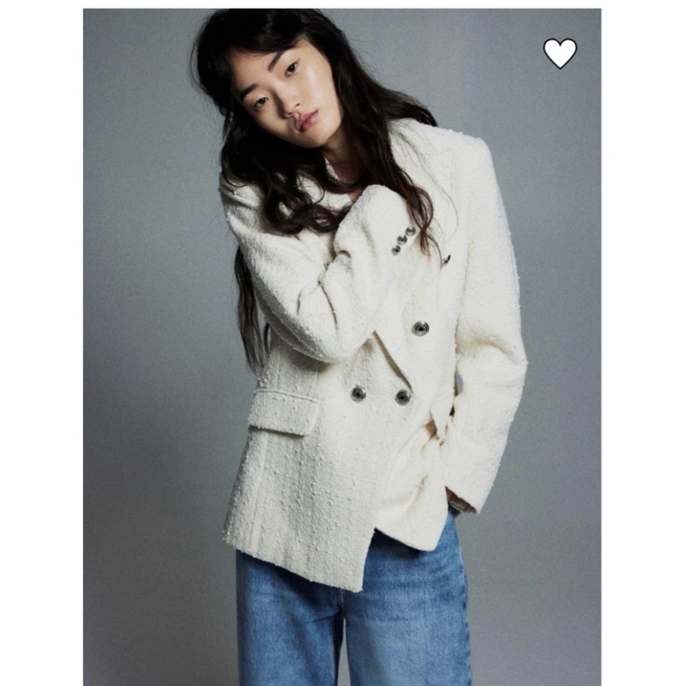 Women's Cream Double-Breasted Jacket